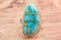 Genuine Sonoran Turquoise Sterling Silver Navajo Ring